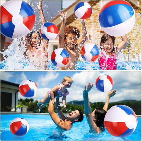 Zhanmai 30 Pcs Patriotic Beach Balls, Red White and Blue Inflatable Balls for 4th of July Party Favors, 4-5 Inch and