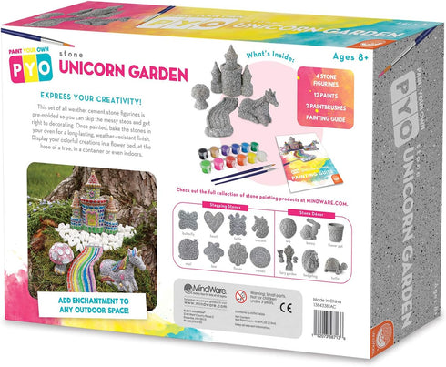 8 MindWare Paint Your Own Stone Unicorn Garden Weather-Resistant Garden Rocks Paint Kit for Kids Includes Paint