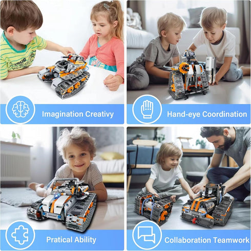 Nincoe 6-12, 5in1 552 Set STEM Building Toys for Boys Remote & APP Controlled Car/Tank/Robot/Tracked Racer STEM