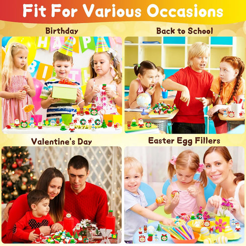 55 PCS Christmas Erasers for Kids Bulk, Puzzle Eraser Desk Pets Holiday Erasers for Classroom Rewards