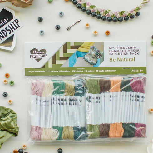 Choose Friendship My Friendship Bracelet Maker Be Natural Expansion Pack, 80 Pre-Cut Threads, 75 Beads/Charms
