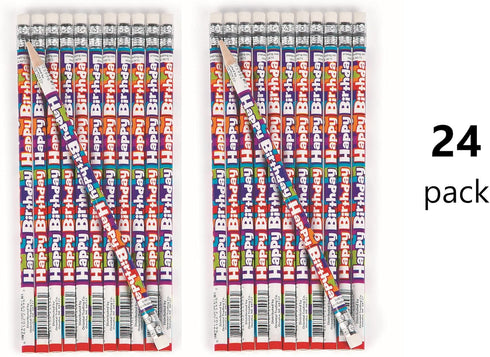 Fun Express Happy Birthday Pencils, Bulk Set of 24 for Teachers and Students, Classroom Supplies, Rewards, Party Favors