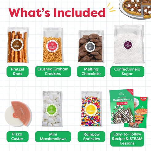 Set BAKETIVITY No-Bake Dessert Pizza Kids Baking Kit & STEAM Lesson | STEAM Focused Kids Pizza Party Baking | No-Bake