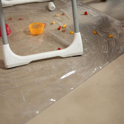 49.5" 49.5" Nuby High Chair Square Floor Mat - Waterproof and Clear Floor Mat - Protects Floor from Spills and Messes