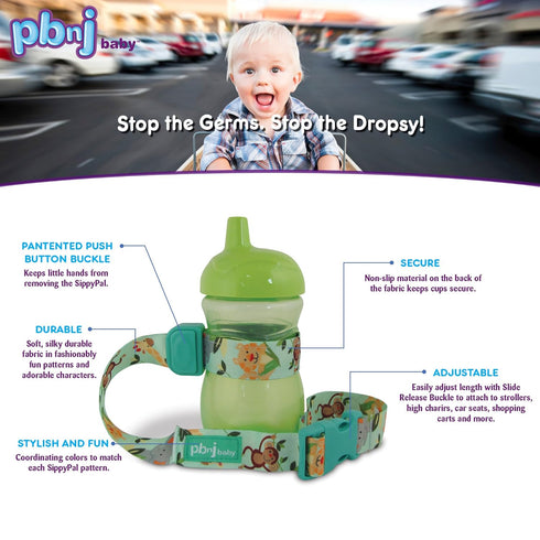 SippyPal Sippy Cup Holder Strap, Leash Tether, 2-Pack (Hearts)