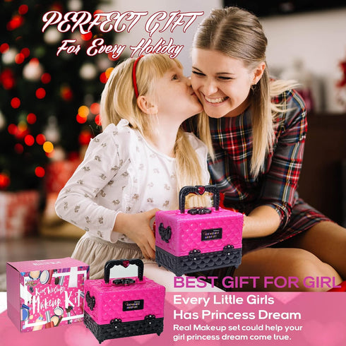 52 4-12, Kids Makeup Kit for Girl - PCS Safe and Washable Makeup for Kids, Real Girls Makeup Kit, Toddler Makeup Kit