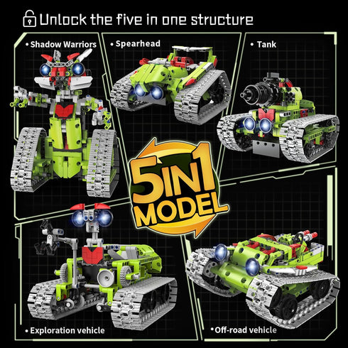 SlowlyTalk 5 1 8-16 in STEM Robot Building Kit, APP & Remote Control Interstellar Building Robot, DIY Robotics Building