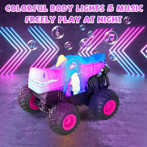 2.4Ghz 3 4 5 6 7 8 360 YongnKids Remote Control Car for Girls, Unicorn Monster Trucks with Light & Music,Unicorn Toys