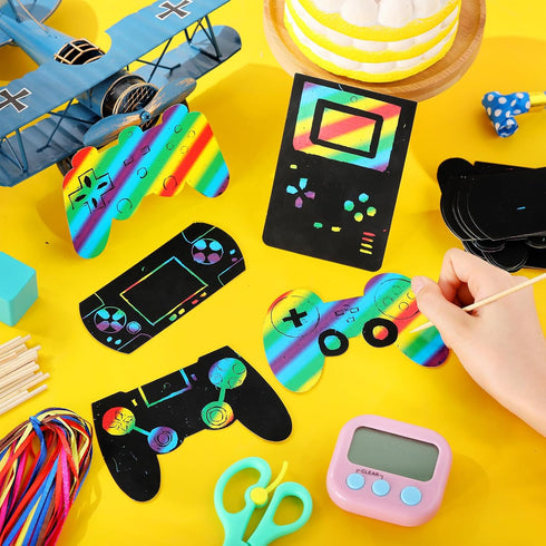 60 Pieces Video Game Scratch Cards, Funny Gamer Party Favors, Scratch Crafts for Birthday Goodie Bag and DIY Activities