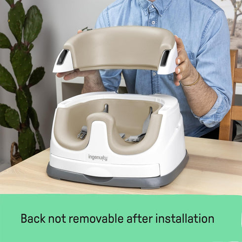2-in-1 Ingenuity Baby Base Booster Feeding and Floor Seat with Self-Storing Tray - Cashmere