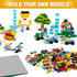 1600 Pieces Building Bricks with 2 Packs 24x24 Studs Sticky Plates, 46PCS Wheel Accessory, Creative Toy Compatible with