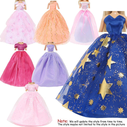 BJDBUS 5 Pcs Handmade Wedding Dress Party Gown for 11.5 Inch Girl Doll Clothes Accessories Random Clothing Set