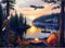 HQXXJW 500 Piece Jigsaw Puzzle for Adults Peaceful Lake Sunset with Eagles and