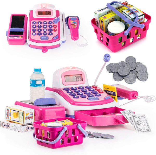 Prextex Grocery Store Pretend Play Electronic Toy Cash Register Set - STEM