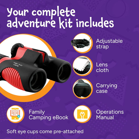 THINKPEAK Toys 3-12 Think Peak Red Binoculars Science Toy for Kids Ages Years - Real Compact Outdoor Adventure & STEM