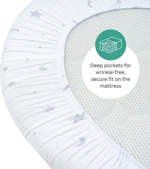 3 Pack, 33 17 Inch, TansyPanda Halo Bassinet Sheets for BassiNest Luxe Swivel, Soothing, Swivel, Lite, Essential