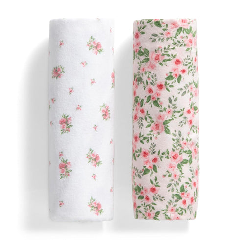 Delta Children 100% Cotton Flannel Baby Receiving Blankets for Girls and Boys, 30x30 Inches (Pack of 2), Pink Floral