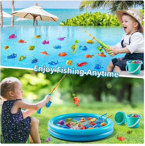 3-5 3 4 5 6 7 8 JUKUDAHU Magnet Fishing Toys Game for Kids - Floating Fish Toys with Inflatable Kiddie Pool, Bath