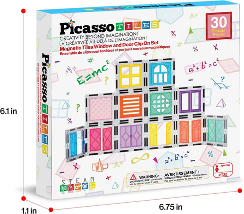 Set Playset 3+ PT30 PicassoTiles Window and Door Clip On Magnetic Blocks Magnet Tiles Magnets Building Tile