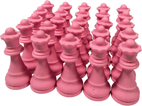 WE Games Pink Chess Queen Erasers - 25 Pack Chess Club Prizes and Party Favors