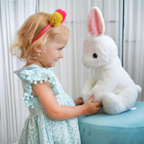 Rabbit Bunny Stuffed Animals Plush Toys with Pink Ears, Off White, Birthday Easter Christmas Gifts for Kids and Babies