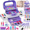 Hollyhi 58 Pcs Kids Makeup Kit for Girl - Real Washable Cosmetic Set with Mirror, Princess Toys, Play Make Up Birthday