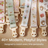 4Pack, Set Stadela Baby Fabric Pacifier Clip Holder, Plastic Clip, Construction Pattern, Otto