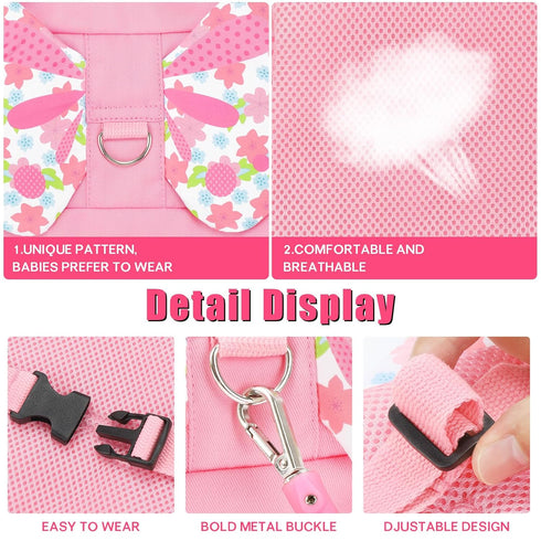 Pink Toddlers Leash + Anti Lost Wrist Link Child Safety Harness Walking Wristband Assistant Strap Belt for Kids