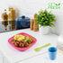 Bamboo Kids Plates, 4 Pack Set, Stackable Bamboo Dinnerware for Kids, Dishwasher Safe