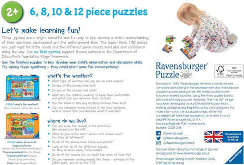 Ravensburger My First Puzzles: Where Do We Live? Jigsaw Puzzle for Kids, 6, 8, 10, & 12 Pieces, Unique Fit