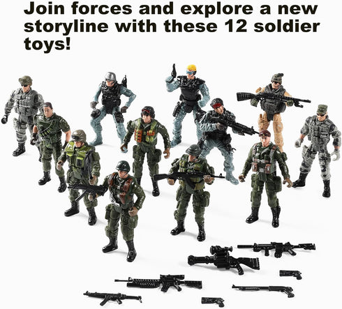 US Army Men and SWAT Team Toy Soldiers Action Figures with Military Weapons Accessories for Kids Boys Girls,12Pcs