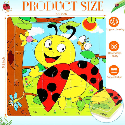Yunsailing 40 Pack Wooden Puzzles for Kids Ages 3-5, Animals Jigsaw Puzzles for Toddlers, Educational Gifts