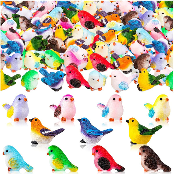 SYWHXY 72PCS Miniature Cute Bird Decorative Figurines - Dollhouse Accessories, Mini Resin Birds