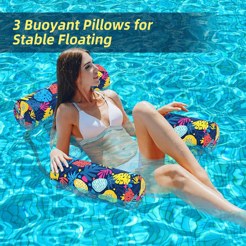 2 Packs Hammock, Summer Sunikko X Pool Floats Adult Fabric Heavy Duty Inflatable Pool Chair Blow Up Floaties