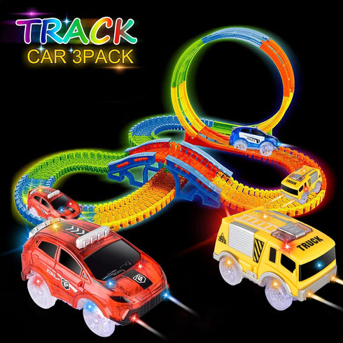 Track Cars Replacement Only - Light Up Toy Cars with 5 Flashing LED Lights, Compatible with Magic Tracks