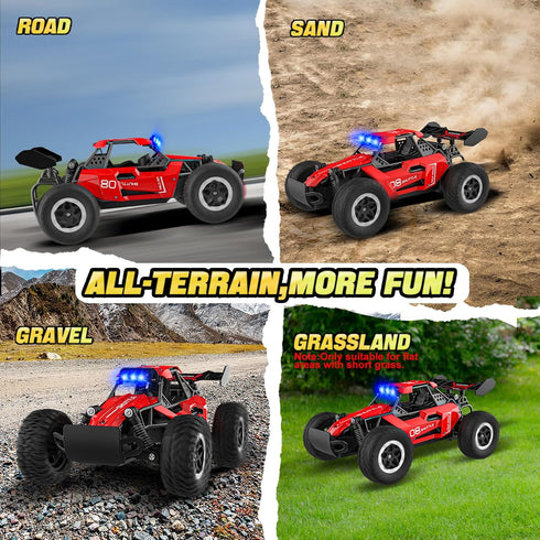3 4 5 6 7+, 20 2.4GHz 2WD Remote Control Car for Kids KM/H High-Speed RC Cars with LED Lights, Monster Truck Toys,Toy