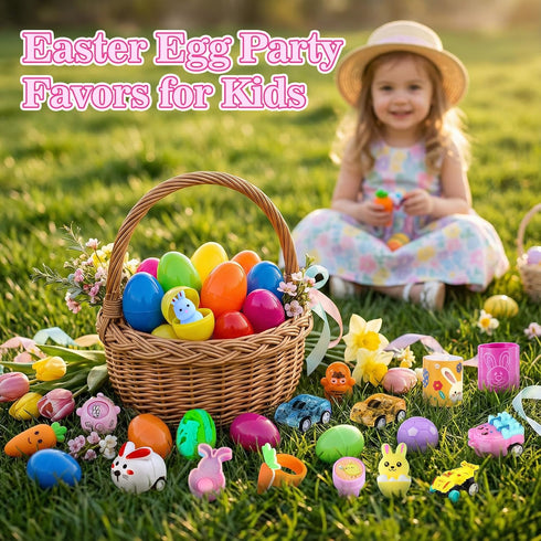 KPHNGB 300 PCS Bulk Prefilled Easter Eggs with Toys for Kids- Easter Basket Stuffers Fillers, Plastic Easter Eggs Party