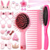 YoungJoy 21 Pcs Doll Hair Play Accessories, Pink Series Hair Brush Set for 18 and 14 Inch Dolls, Beauty Hair Care Tools