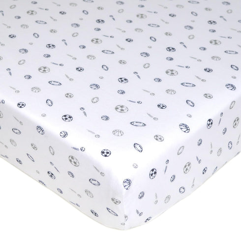 American Baby Company Fitted Crib Sheet - 28" x 52", Soft Breathable 100% Cotton Jersey, Navy/Gray Sports