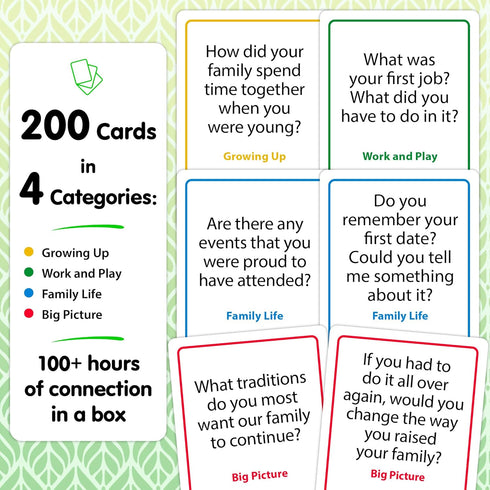 200 Generations Conversation Cards - Deep, Fun & Reflective Questions to Spark Connection - Perfect for Kids, Parents