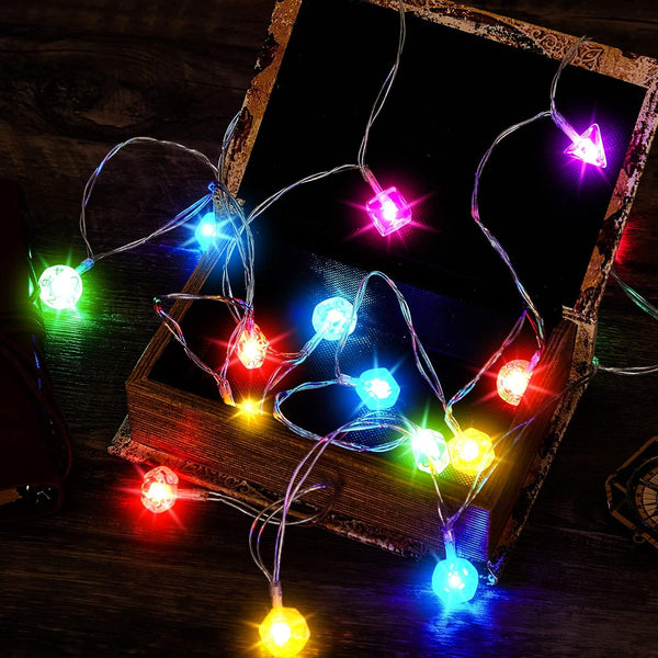 Wettarn 20 ft Polyhedral Dice String Lights LED Dice Lights Strands Extendable