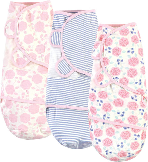 Touched by Nature Unisex Baby Organic Cotton Swaddle Wraps, Pink Rose, 0-3