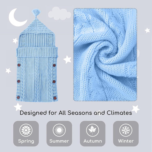 chimoo Cozy 0-6 LAREZZ Swaddle Blankets - Baby Sleeping Bag - Knitted Infant Receiving Blanket - Easy Transition