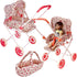 Set, 3-in-1 3-4 Baby Doll Stroller Play Babydoll Stroller with Removable Bassinet Baby Carriage for Dolls Toy Doll