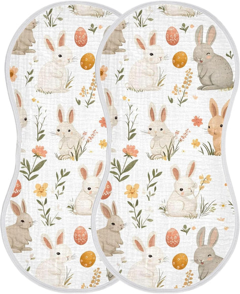 SEHANY 22x11in 1Pack Easter Cute Bunny Muslin Baby Burp Cloths,Extra Soft Absorbent Skin-Friendly Cotton Muslin Cloths
