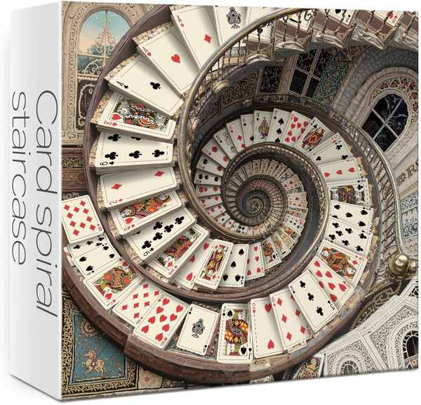 Lorvonis Vintage Card Spiral Staircase Puzzles for Adults 1000 Pieces. Fantasy Playing Card
