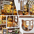 Teens,3D DIY Miniature House Kit,Pet Shop Dollhouse Miniature Kit with LED & Furniture,Mini Diorama House Building Kit