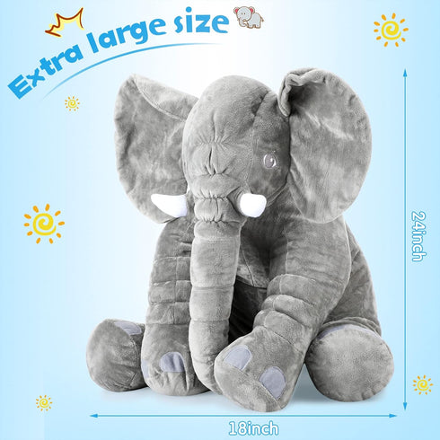 Giant Stuffed Elephant Plush Animal Toy Back to School Party Favor Huge Stuffed Elephant Soft Elephant Large Stuffed Animal Doll Gray Elephant Plush for Kids Girlfriend Home Decor(15.7 Inch)