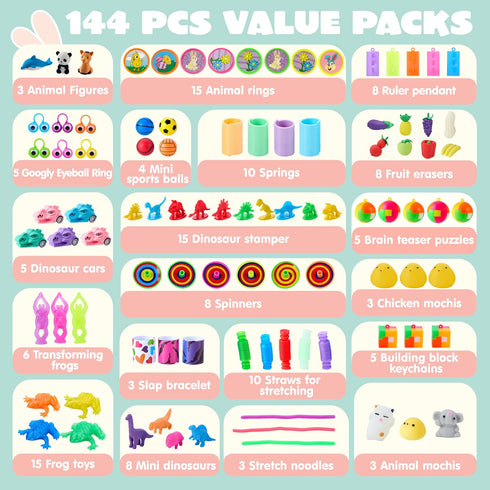 144 JOYIN PCS Prefilled Easter Eggs with Assorted Toys for Easter Egg Hunt, Party Favors, Basket Stuffers, Classroom