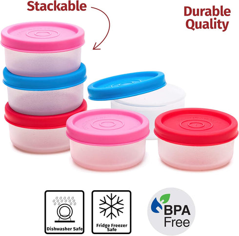 SIGNORA WARE Condiment Containers with Lids, 6 pk. 1.3 oz. Small Food Storage Containers for Salad Dressing, BPA Free